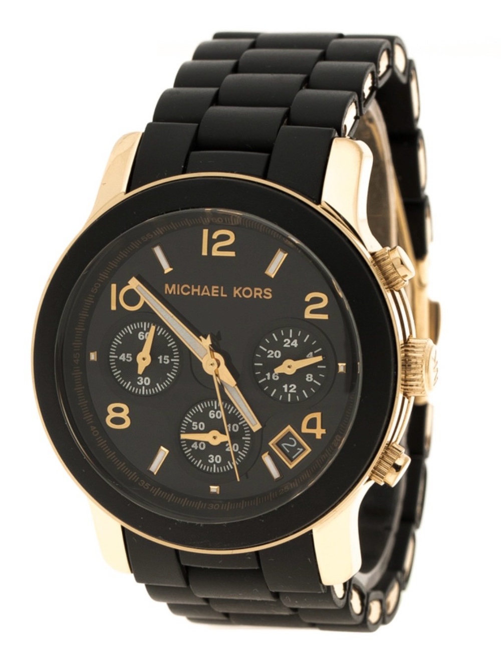 Michael Kors Black and Gold Chronograph Bracelet Watch